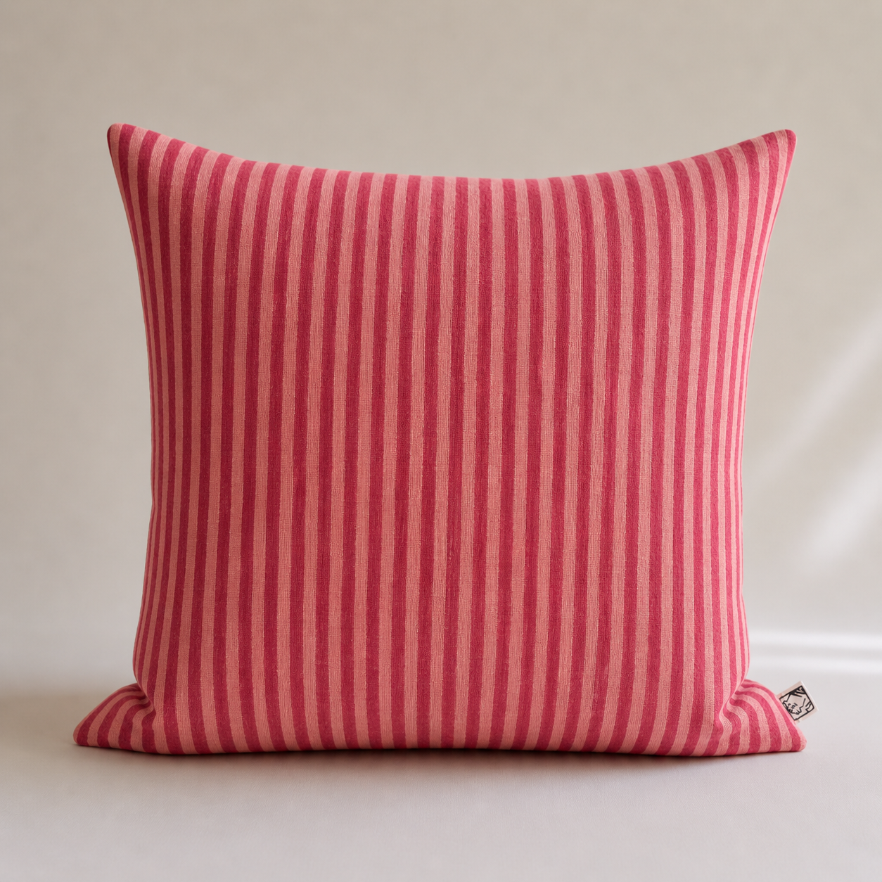Desert Stripes- Block printed Pillow Cover-(Magenta)