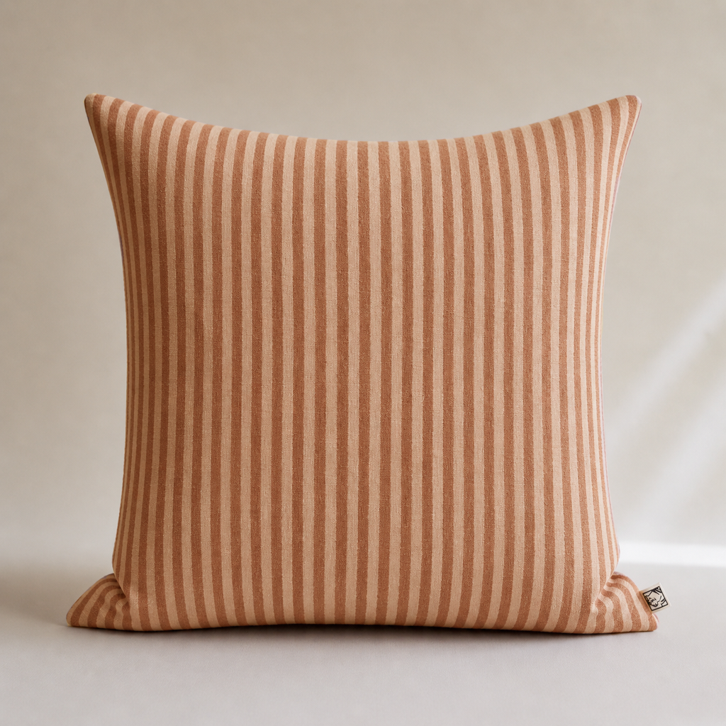 Desert Stripes- Block printed Pillow Cover-(Sand)