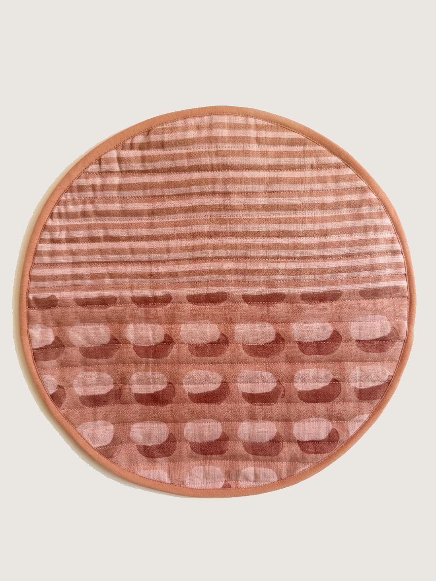 Round Quilted- Block printed placemats (Sand)
